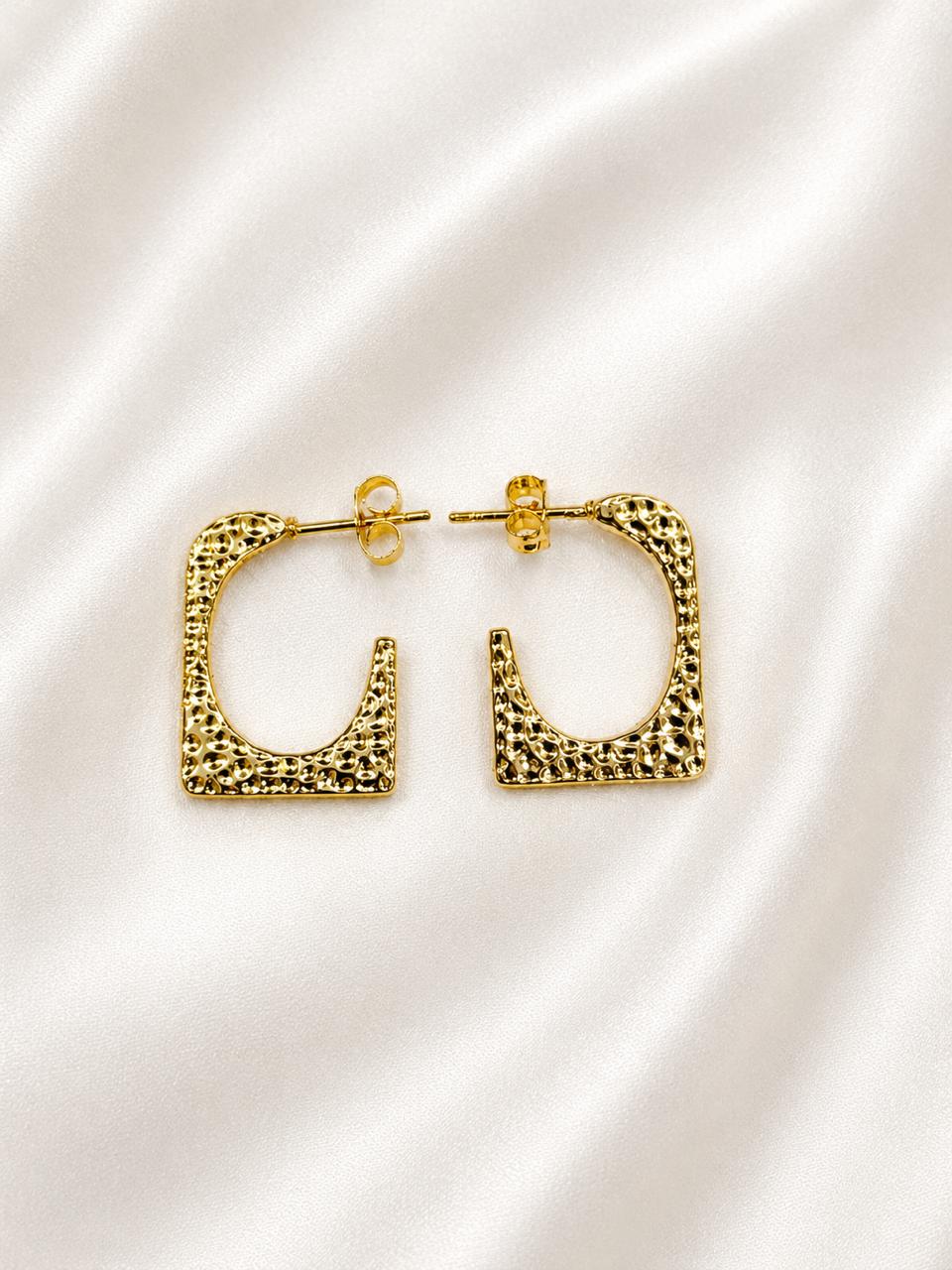 18K Gold Plated Geometric Stud Hoop Earrings