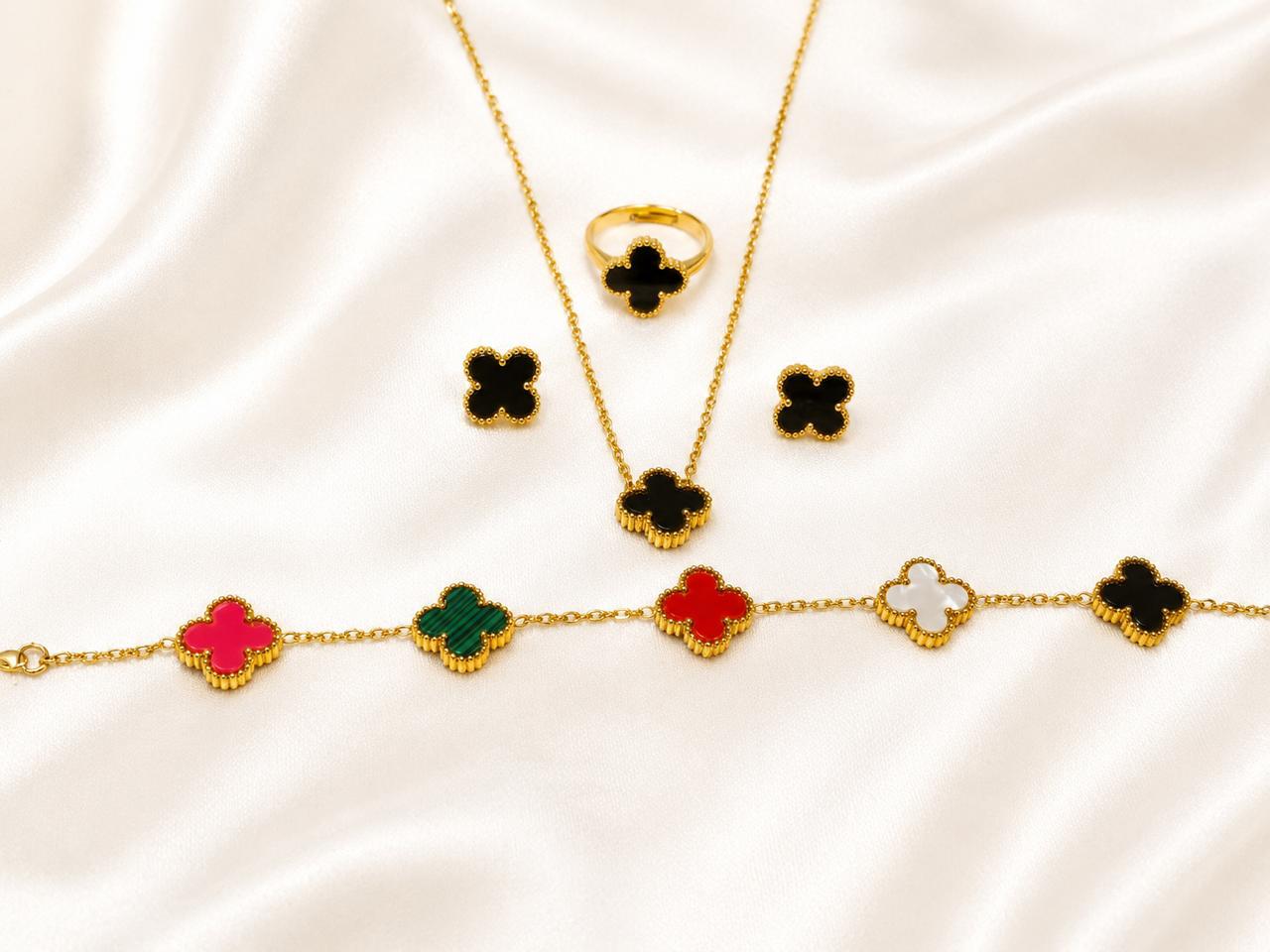 Anti-Tarnish Clover Jewellery Set