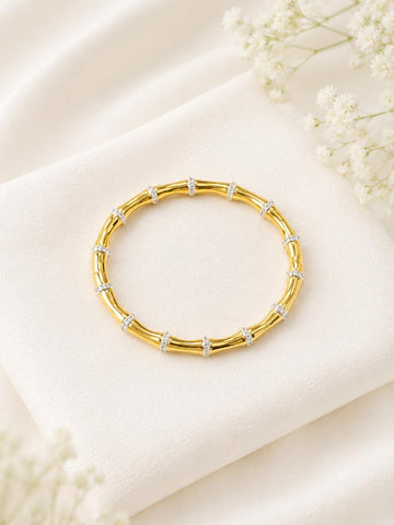 Bamboo Style Zircon Accent Bangle / KADA