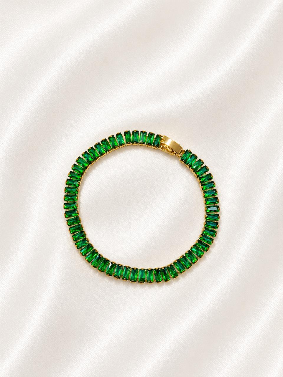 Emerald Link Green Stone Bracelet