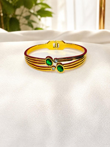 Gold Plated Emerald Stone Kada