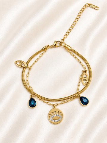 Layered Evil Eye Charm Bracelet
