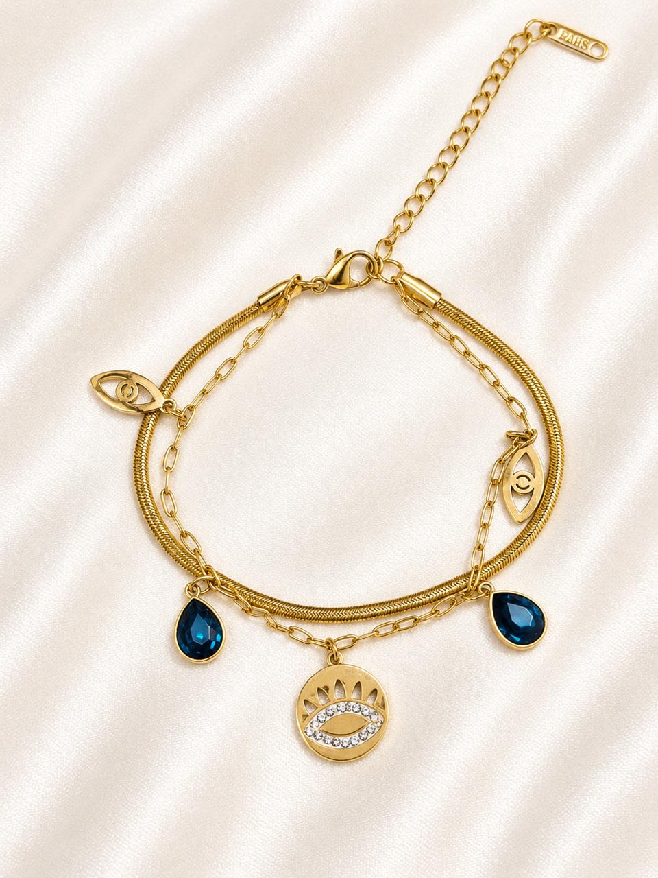 Layered Evil Eye Charm Bracelet
