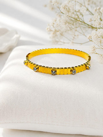 Ribbed Stone-Studded Bracelet