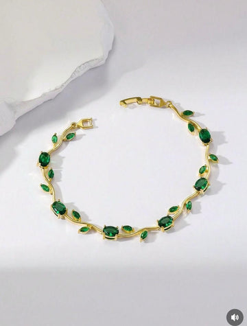 Tulip bracelet in green stone