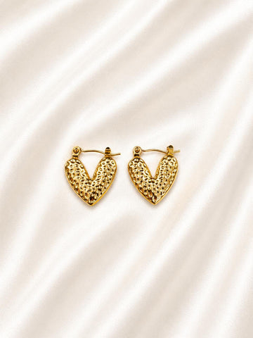 Hammered Heart Hoop Earrings